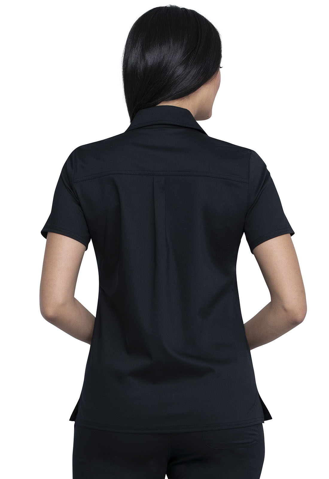 Cherokee WW669 Hidden Snap Front Collar Shirt in Black. LARGE *CLEARANCE*